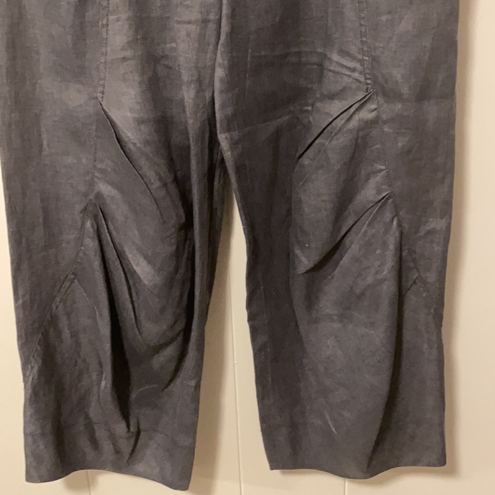 Elsewhere Linen Funky And Interesting Wide Ruched Linen Legged Pants View 2